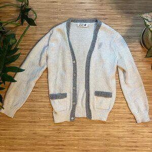 Industry of All Nations 100% undyed alpaca cardigan in white grey